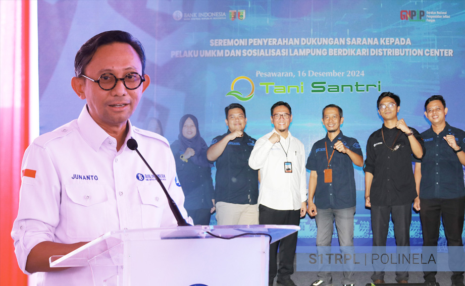 Platform pasar lelang tani santri hasil pengembangan riset terapan prodi trpl polinela resmi diluncurkan oleh kepada bank indonesia kpw lampung
