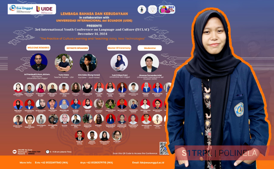 3rd International Youth Conference on Language and Culture 2024 Mahasiswa TRPL Polinela Presenter