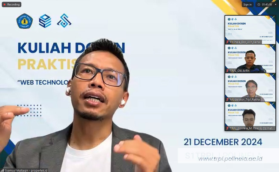 Kuliah Dosen Industri sebagai penguatan Project Based Learning juga sebagai insight baru tentang trend web teknologi dan AI bagi mahasiswa/i prodi TRPL Polinela