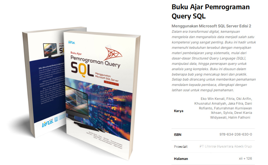 buku ajar pemrograman sql menggunakan microsoft sql server karya dosen prodi trpl polinela